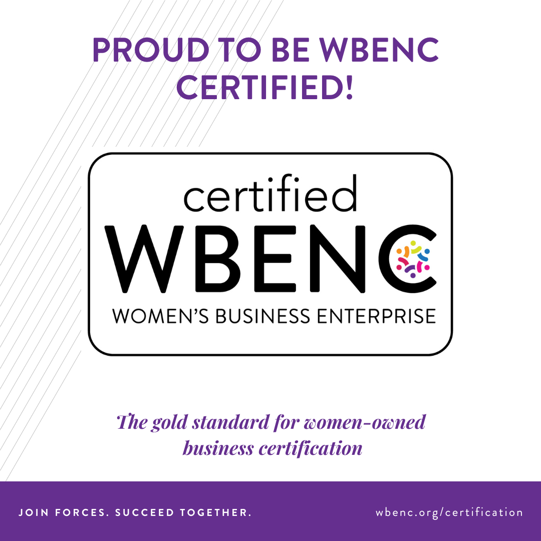 WBENC certified Women’s Business Enterprise — approved certification announcement graphic